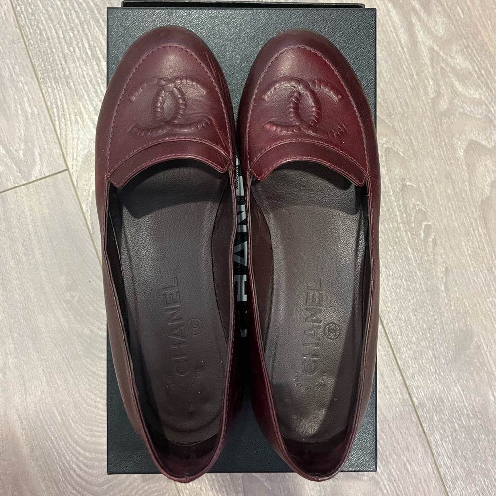 Used Chanel Mocassins Loafers Size 36.5 Burgundy